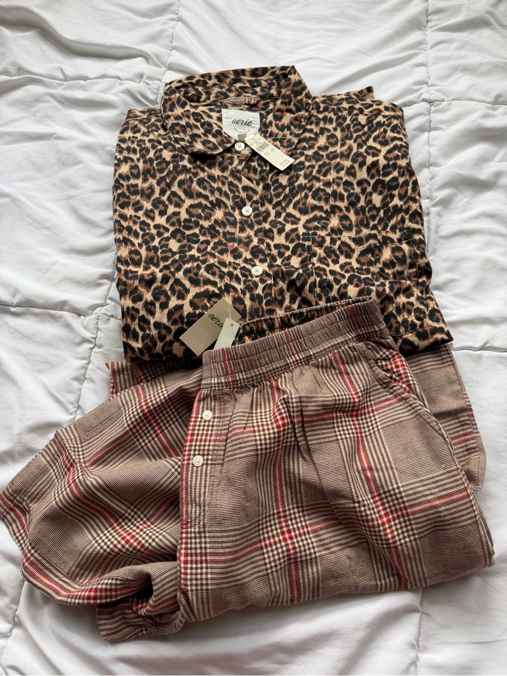 aerie Leopard Print Button-Up Top in Brown and Black